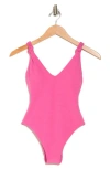 Sanctuary High Leg One-piece Swimsuit In Candy Pink