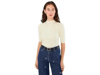 Sanctuary High Neck Ribbed Top Women's Sweater Bone: Xs (us 2), Nylon/polyester/viscose In Neutral