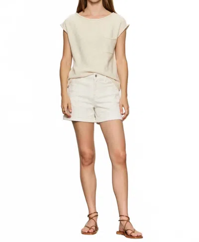 Sanctuary High Rise Embroidered Jean Shorts In Chalk In Neutral