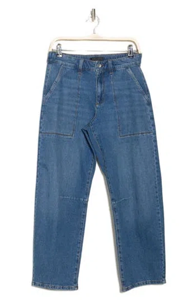 Sanctuary High Waist Crop Barrel Leg Jeans In Surf Liner