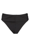 Sanctuary Women's Refresh Rib High-leg High-rise Bikini Bottoms In Black