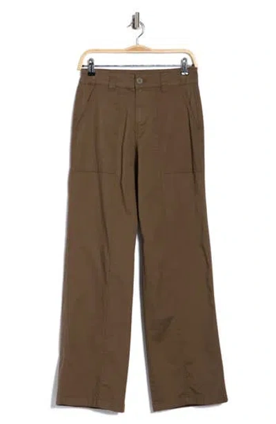 Sanctuary High Waist Modern Straight Leg Pants In Brown