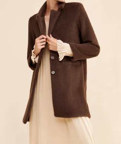Sanctuary Hometown Fuzzy Knit Coat In Brown