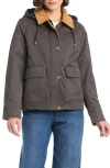 Sanctuary Hooded Waxed Jacket In Brown