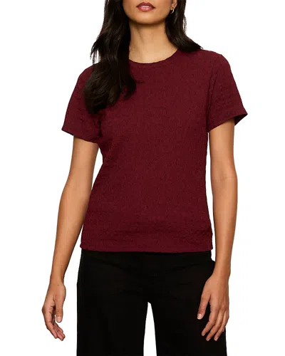 Sanctuary Icon Textured Crewneck Tee In Burgundy