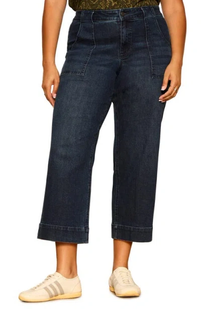 Sanctuary Insider High Waist Cropped Straight Leg Jeans In Blue