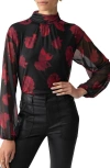 Sanctuary Floral Print Mesh Top In Moody Rose