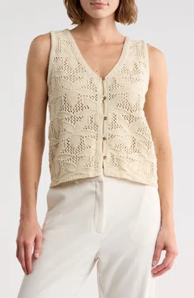 Sanctuary Jasmine Open Knit Vest In Brown