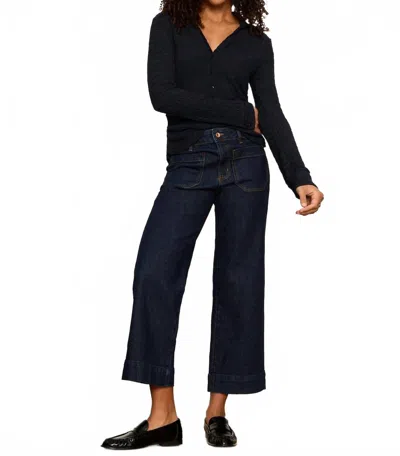 Sanctuary Juno Textured Button Front Blouse In Navy In Blue