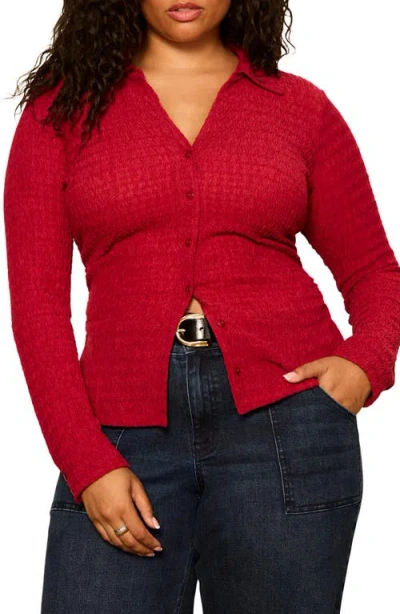 Sanctuary Juno Textured Button Front Shirt In Red