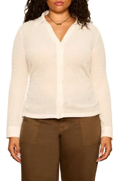 Sanctuary Juno Textured Button Front Shirt In Neutral