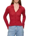 Sanctuary Juno Textured Button Front Top In Red