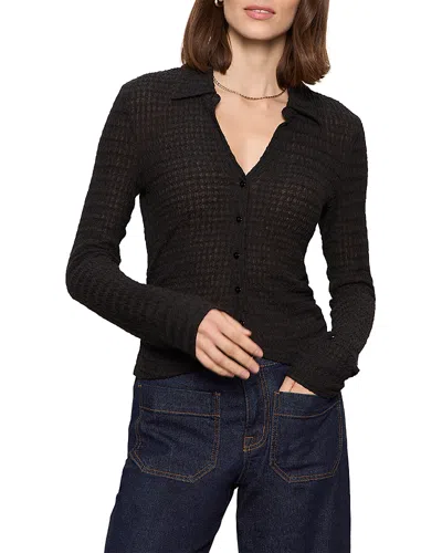 Sanctuary Juno Textured Button Front Top In Black