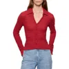 Sanctuary Juno Textured Button Front Top In Red