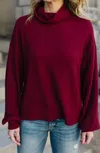 Sanctuary Klara Waffle Turtleneck Sweater In Garnet In Red