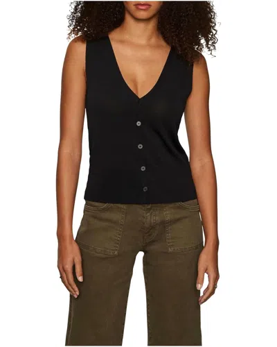 Sanctuary Knit Button Front Tank Top In Black