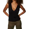 Sanctuary Knitted Button Front Top In Black In Multi