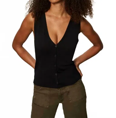 SANCTUARY KNITTED BUTTON FRONT TOP IN BLACK