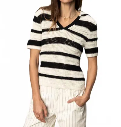 SANCTUARY KNITTED COLLARED TOP IN BLACK/CHALK