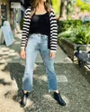 Sanctuary Knitted Jacket In Chalk And Black Stripe In Multi