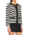 SANCTUARY KNITTED JACKET STRIPE IN CHALK & BLACK