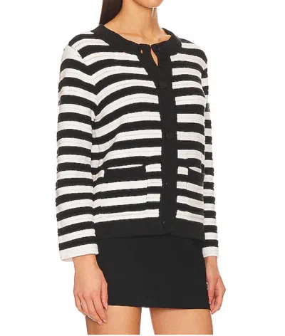 Sanctuary Knitted Jacket In Milk/black Stripe