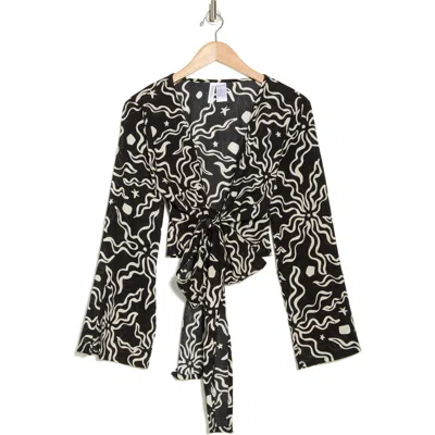 Sanctuary Knot Front Cotton Cover-up Top In Black