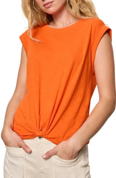 Sanctuary Knotted Hem Muscle Tee In Orange