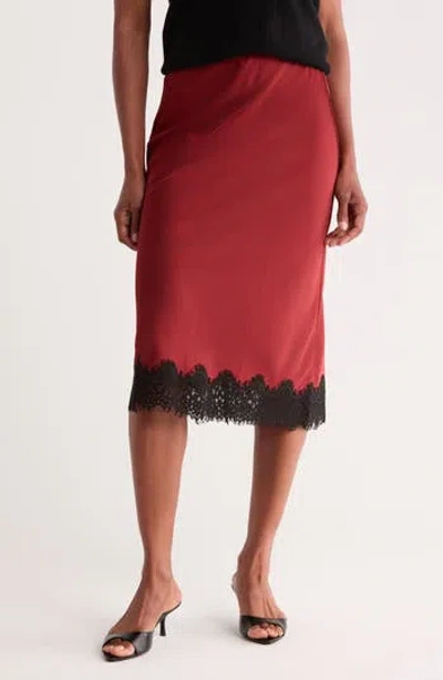 Sanctuary Lace Trim Slip Skirt In Petit Verdot Red