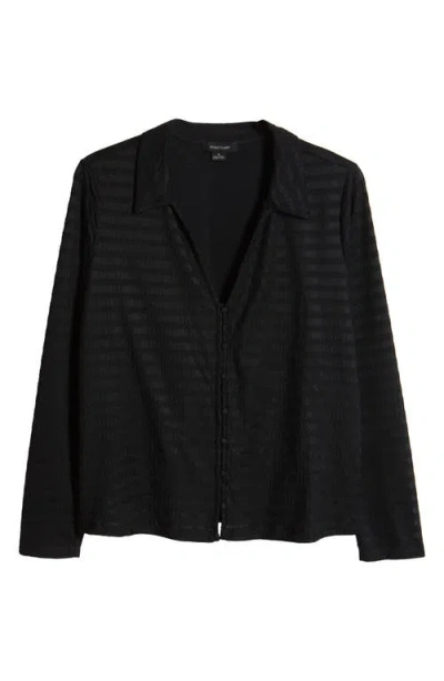 Sanctuary Lacy Mesh Button-up Shirt In Black