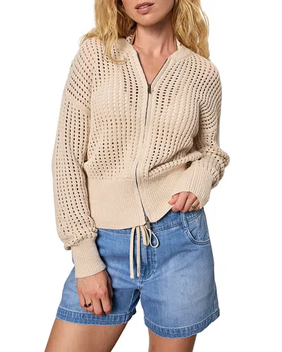 Sanctuary Laguna Openwork Bomber Sweater In Neutral