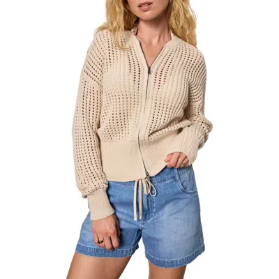 Sanctuary Laguna Openwork Bomber Sweater In Neutral