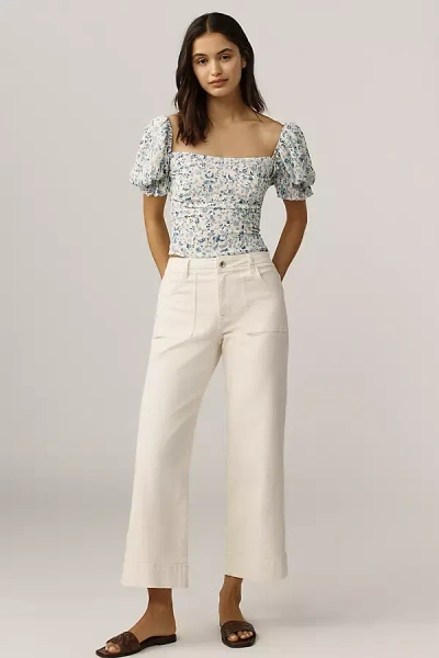 Sanctuary The Marine Crop Denim Pants In French Vanilla In Multi