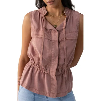 Sanctuary Leah Surplus Vest In Washed Clay