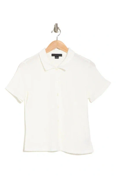 Sanctuary Leah Textured Short Sleeve Button-up Shirt In Milk