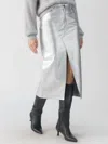 Sanctuary Metallic Faux Leather Midi Skirt In Silver