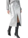 Sanctuary Metallic Faux Leather Midi Skirt In Silver