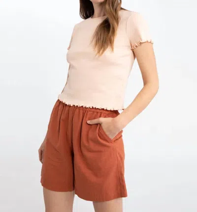 Sanctuary Lettuce Edge Baby Tee Top In Clay In Grey