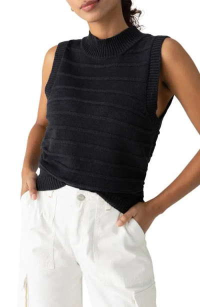 Sanctuary Life Is Easy Sleeveless Cotton Mock Neck Sweater In Black