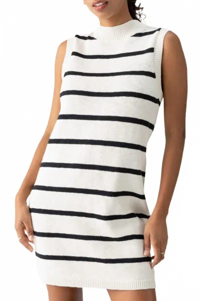 Sanctuary Life Is Easy Sweater Dress In Chalk Black Stripe In White