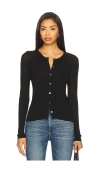 Sanctuary Lightweight Ribbed Cardi Top In Black