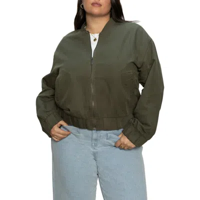 Sanctuary Linen Blend Bomber Jacket In Green