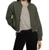 Sanctuary Linen Bomber Jacket In Olive Green In Green