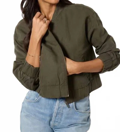 Sanctuary Linen Bomber Jacket - Plus In Kalamata In Green