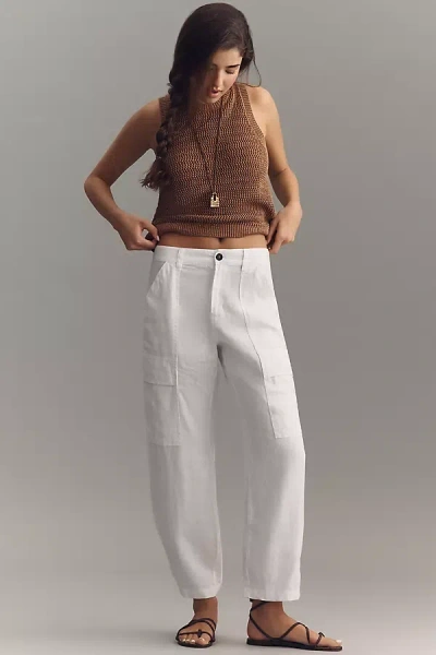 Sanctuary Linen Boyfriend Utility Pants In White