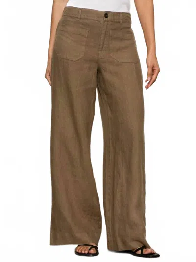 Sanctuary Linen Marine Wide Leg Jeans In Timber In Brown