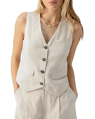 Sanctuary Linen Timeless Button Front Vest In Neutral