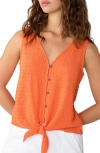 Sanctuary Link Up Crinkle Stripe Tie Hem Sleeveless Top In Blood Oran