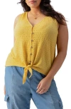 Sanctuary Link Up Crinkle Stripe Tie Hem Sleeveless Top In Golden Sand
