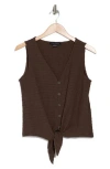 Sanctuary Link Up Crinkle Stripe Tie Hem Sleeveless Top In Mud Bath